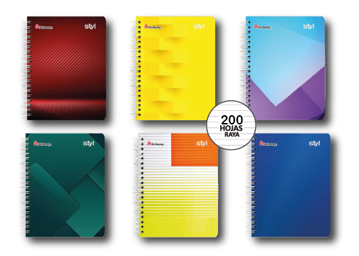 CUADERNO UNIVERSITARIO D/O 200H RAYADO STYL PASTA SEMI RIGIDA